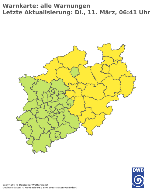 Aktuelle Wetterwarnungen für  Hochsauerlandkreis