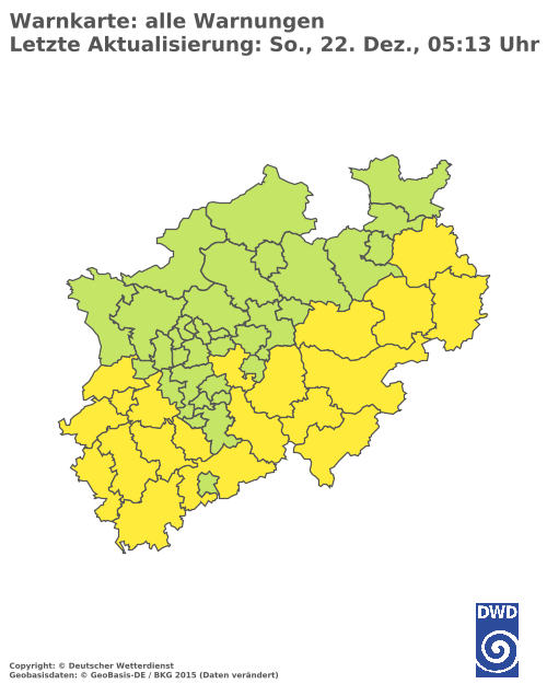 Aktuelle Wetterwarnungen für  Hochsauerlandkreis