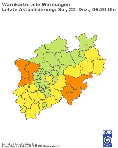 Aktuelle Wetterwarnungen für  Hochsauerlandkreis