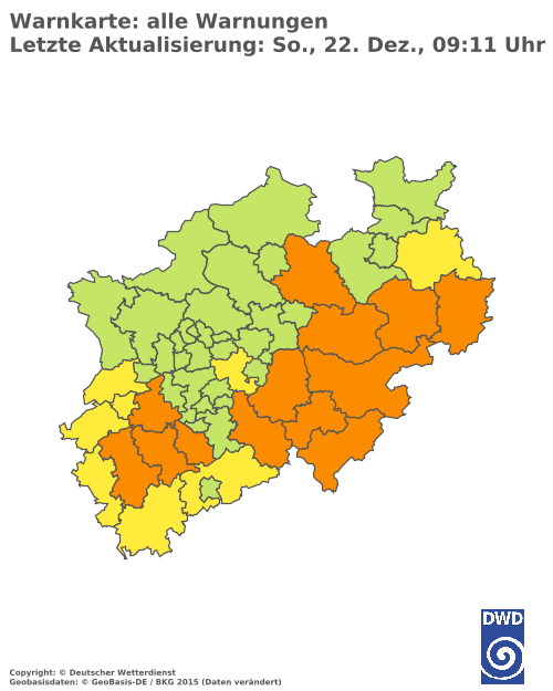 Aktuelle Wetterwarnungen für  Hochsauerlandkreis