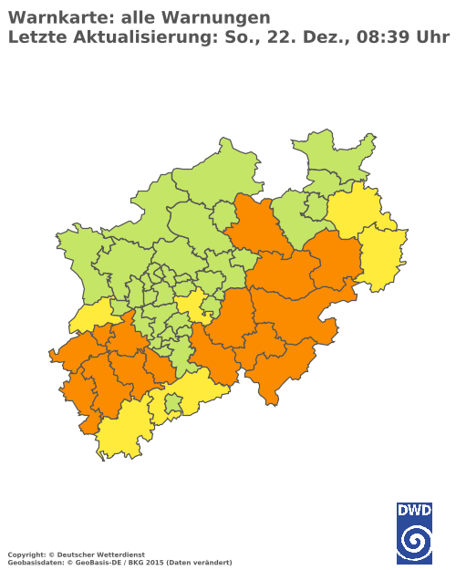 Aktuelle Wetterwarnungen für  Hochsauerlandkreis