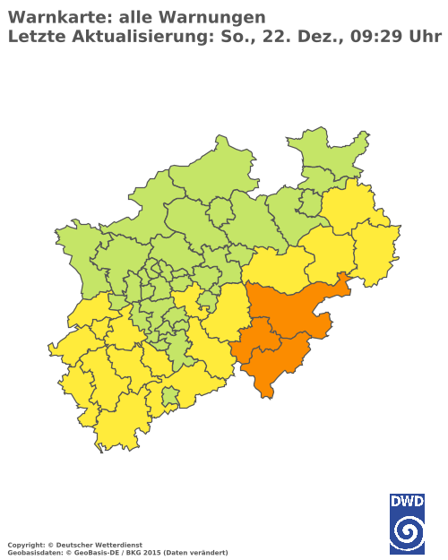 Aktuelle Wetterwarnungen für  Hochsauerlandkreis