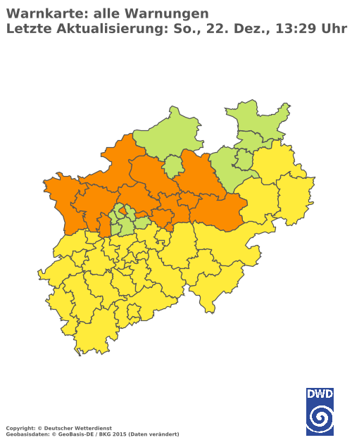 Aktuelle Wetterwarnungen für  Hochsauerlandkreis