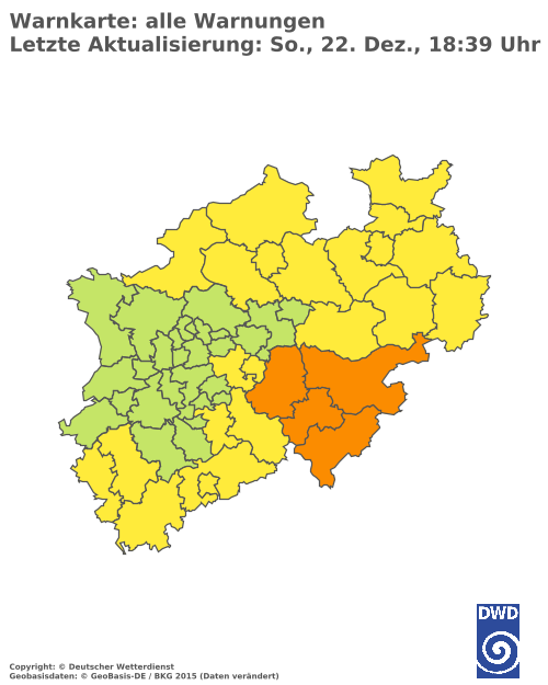 Aktuelle Wetterwarnungen für  Hochsauerlandkreis