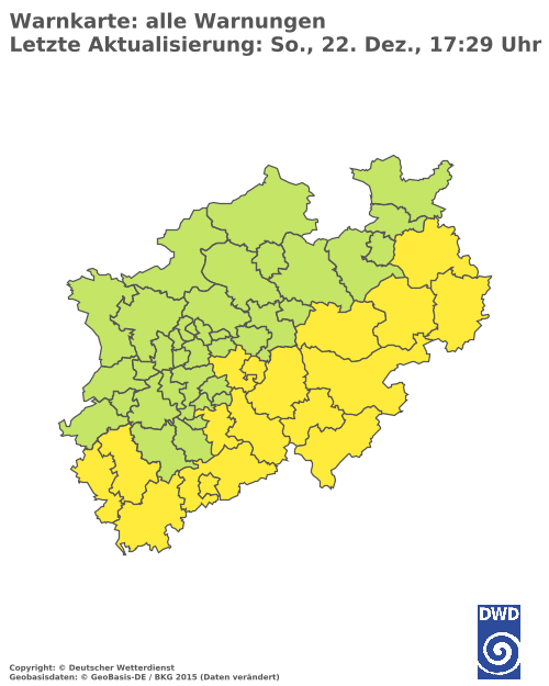 Aktuelle Wetterwarnungen für  Hochsauerlandkreis