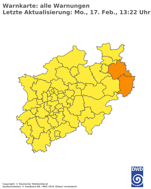 Aktuelle Wetterwarnungen für  Hochsauerlandkreis